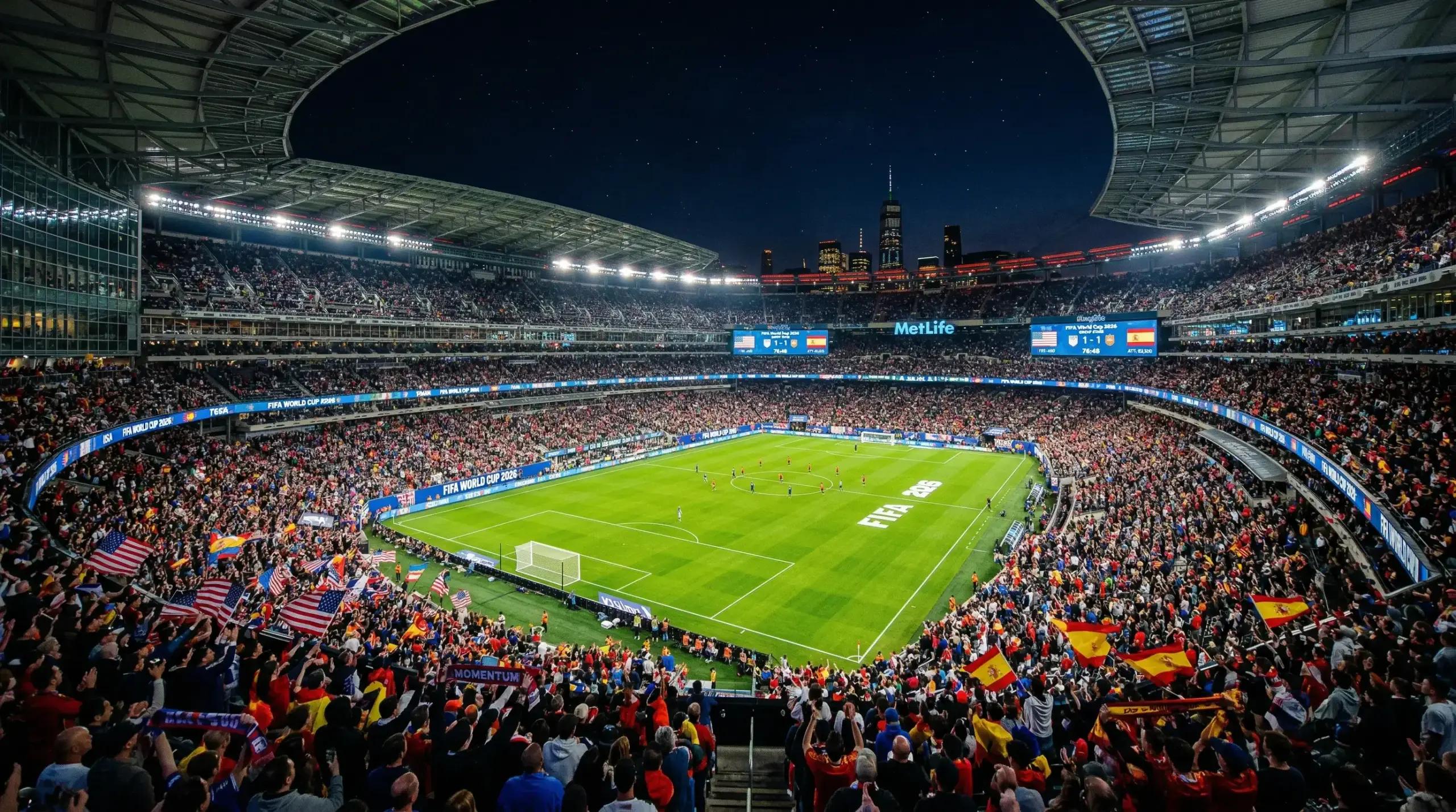 Fotbalový stadion během mistrovství světa 2026 s českými fanoušky